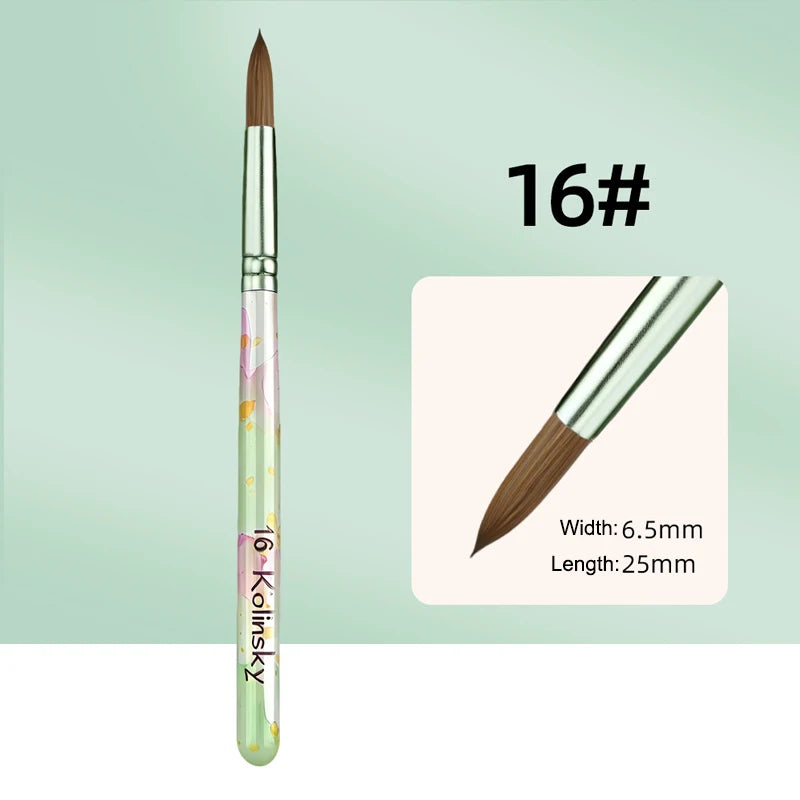 Kolinsky Acrylic Nail Brush Nails Art Brush Wood Handle Nail Art Nylon Brush Gel Builder Drawing Tools Size 8-20 Manicure DIY