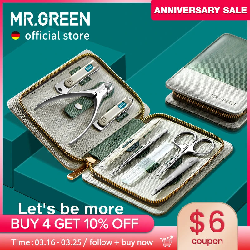 MR.GREEN Manicure Set Pedicure Sets Nail Clipper Stainless Steel Professional Nail Cutter Tools with Travel Case Kit