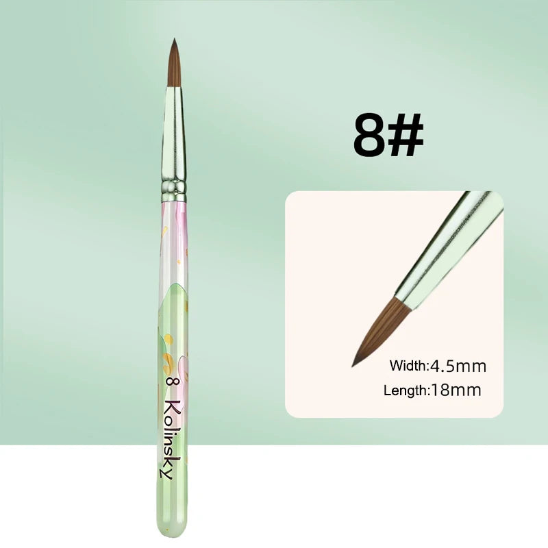 Kolinsky Acrylic Nail Brush Nails Art Brush Wood Handle Nail Art Nylon Brush Gel Builder Drawing Tools Size 8-20 Manicure DIY